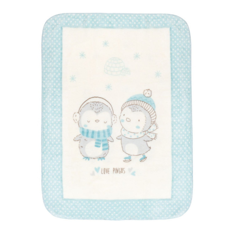  Pătură moale pentru bebeluși Love Pingus, 80x110 cm, albastră  229711