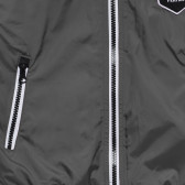 Jachetă cu glugă și fermoar cu inscripții pe mâneci, gri închis Midimod 230166 2
