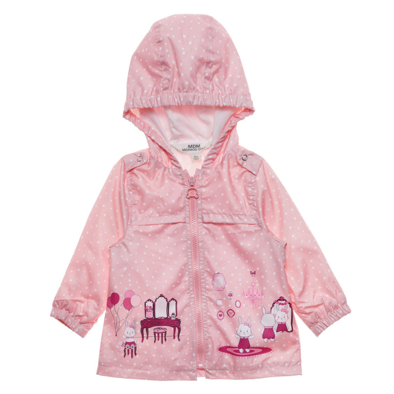 Geacă cu buline, aplicație și geantă pentru bebeluși, roz  230173