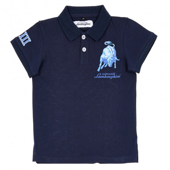 Tricou de bumbac pentru băieți, cu imprimeu taur și inscripție, albastru închis Lamborghini 230212 