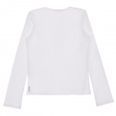 Bluză din bumbac cu mânecă lungă de culoare albă cu imprimeu în față pentru fete Armani 230277 4