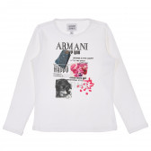Bluză din bumbac cu mânecă lungă Armani cu imprimeu pentru fete Armani 230282 