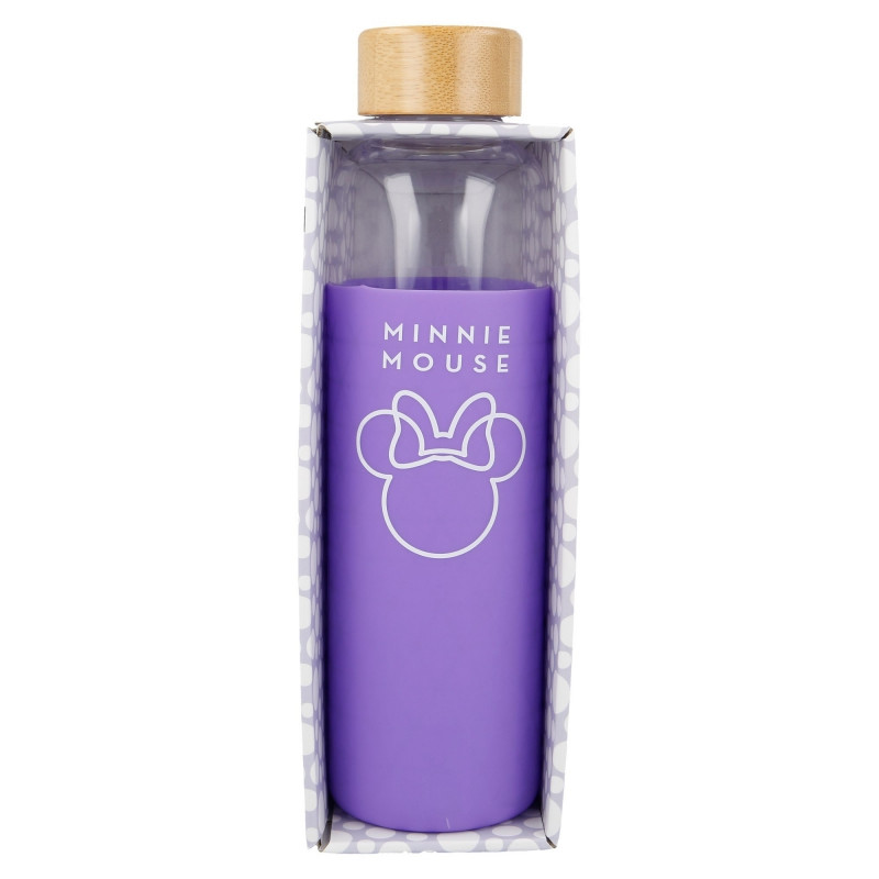 Bidon din sticlă cu carcasă silicon Minnie Mouse, 585 ml  230528
