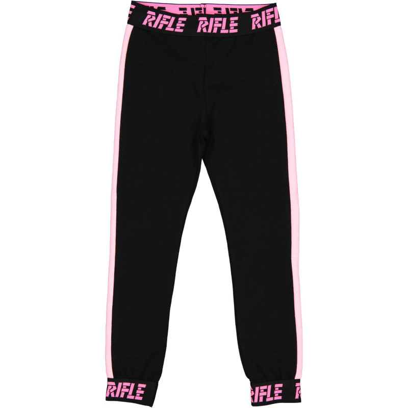 Pantaloni sport de bumbac cu detalii roz și sigla mărcii, negru  230889