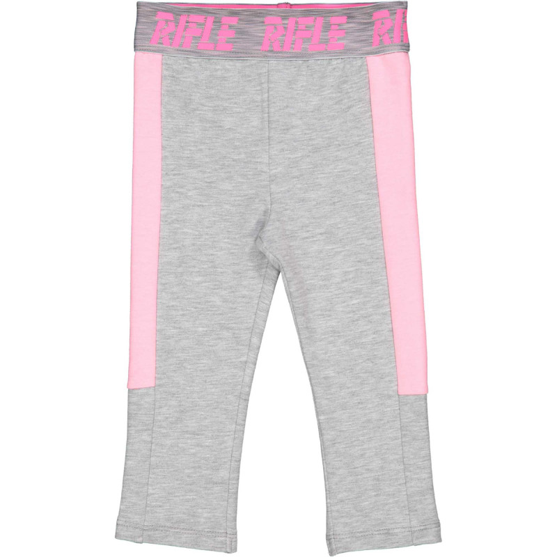 Pantaloni sport din bumbac cu detalii roz pentru bebeluși, gri  230900