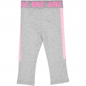 Pantaloni sport din bumbac cu detalii roz pentru bebeluși, gri Rifle 230901 2