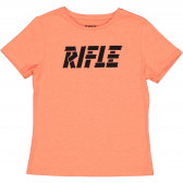 Tricou din bumbac cu sigla mărcii, de culoare piersică Rifle 230950 