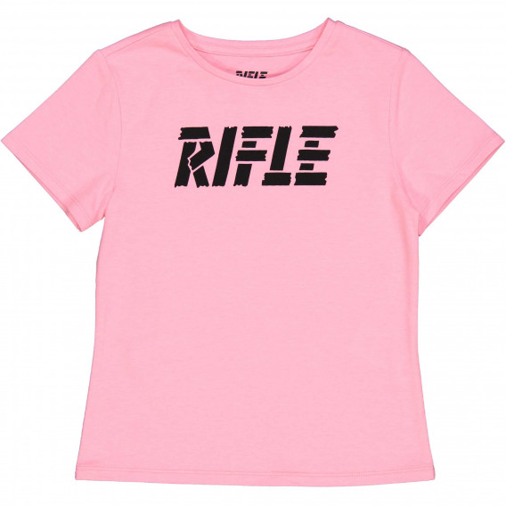 Tricou din bumbac cu sigla mărcii, roz deschis Rifle 230952 