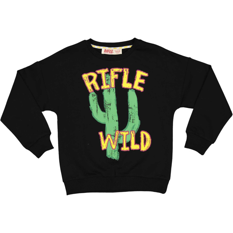 Rifle Bluză din bumbac cu mâneci lungi imprimeu cactus, neagră | Kidso.ro