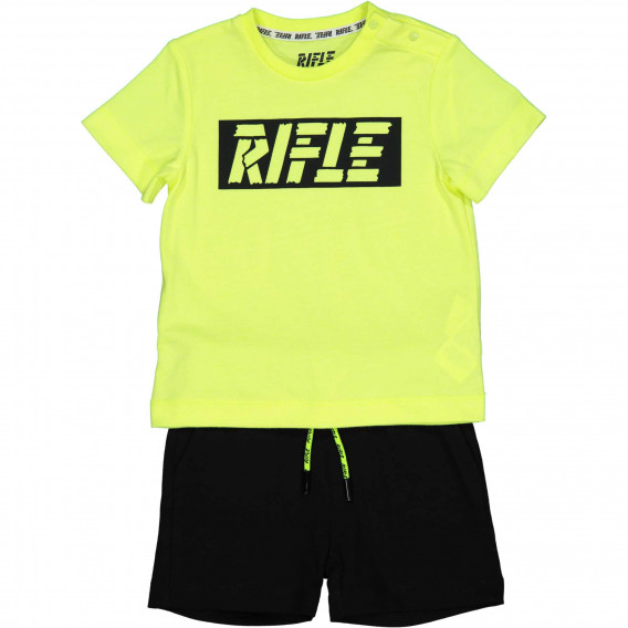 Set de tricou din bumbac cu pantaloni scurți pentru bebeluși, verde și negru Rifle 230993 