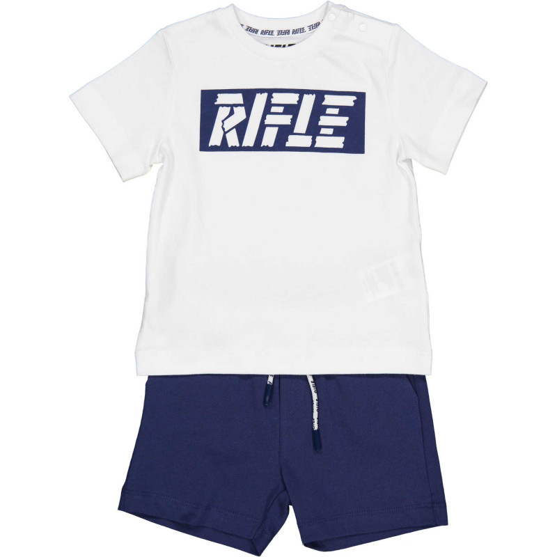 Set de tricou din bumbac cu pantaloni scurți pentru bebeluși, alb și albastru  230995