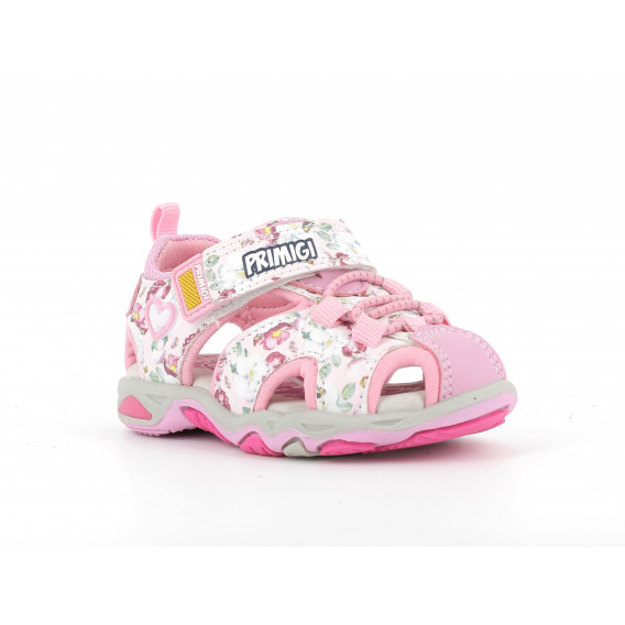 Sandale cu imprimeu floral, alb și roz PRIMIGI 231209 