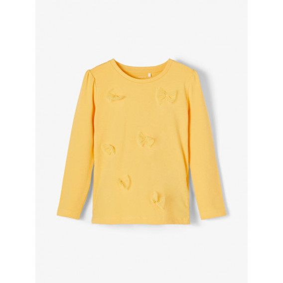 Bluză din bumbac organic cu panglici pentru bebeluși, galbenă Name it 231262 