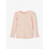 Bluză din bumbac organic cu panglici, roz Name it 231271 