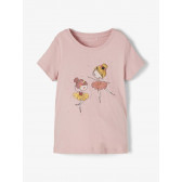 Tricou din bumbac organic cu inscripție pentru bebeluși, roz Name it 231286 