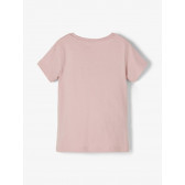 Tricou din bumbac organic cu inscripție pentru bebeluși, roz Name it 231287 2