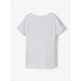 Tricou din bumbac organic cu imprimeu grafic, culoare albă Name it 231296 2