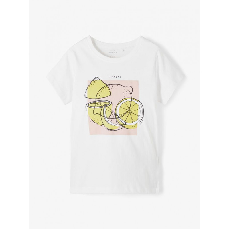 Tricou din bumbac organic cu imprimeu de lămâie, alb  231346