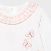 Set de bluză din bumbac și pantaloni cu botoșei pentru bebeluși, alb și roz Mayoral 231430 3