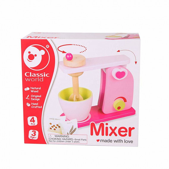 Mixer din lemn, roz Classic World 231553 2