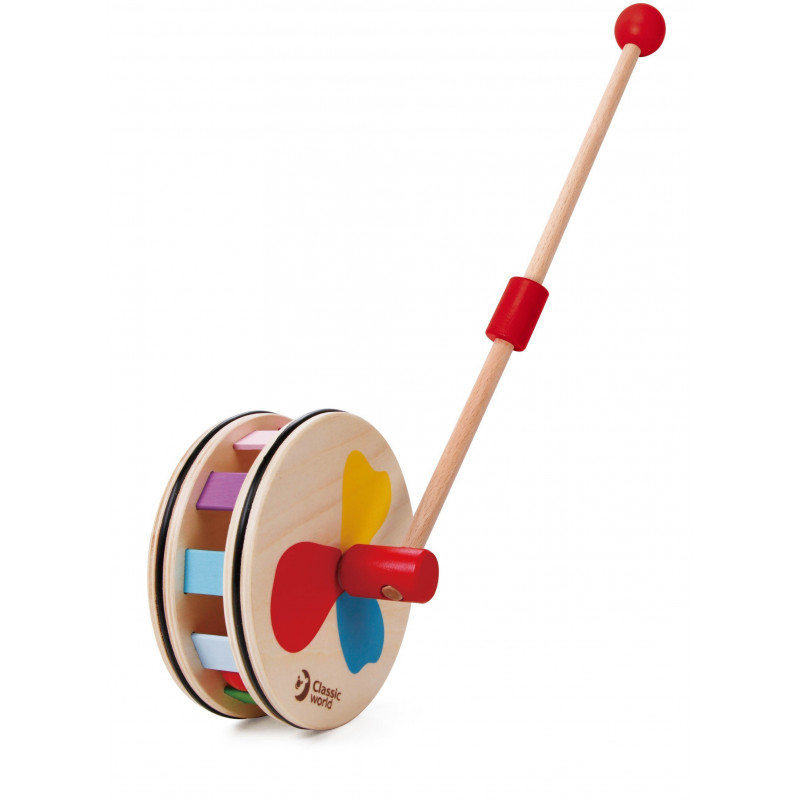 Jucărie de împins din lemn în culorile curcubeului  231564