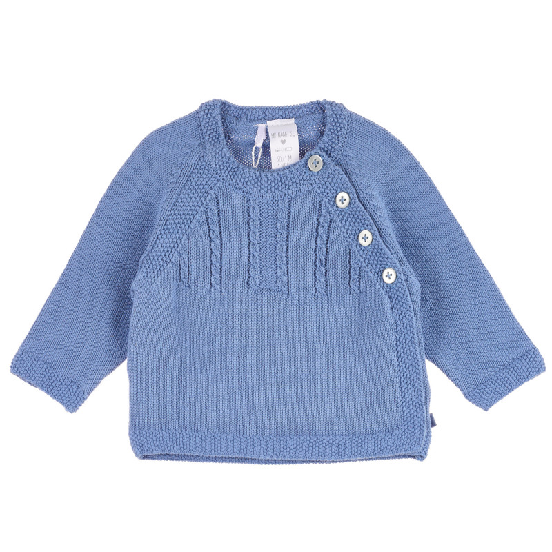 Bluză tricotată cu mâneci lungi și nasturi pe o parte pentru bebeluși  231838