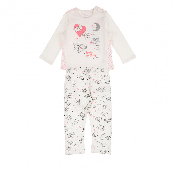 Pijamale de bumbac cu un imprimeu delicat pentru fete Chicco 231863 