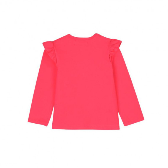 Bluză din bumbac cu mâneci lungi și bucle pe umeri, roz Boboli 232 2