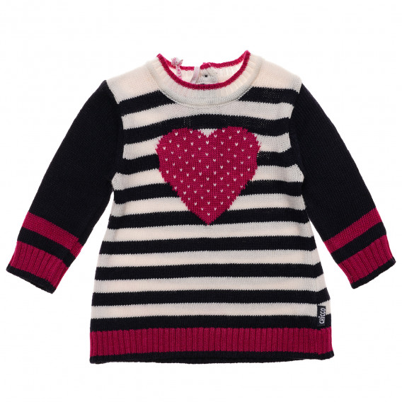 Rochie pentru copii tricotată, cu mâneci lungi și o inimă roz Chicco 232018 