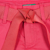 Pantaloni scurți din bumbac cu centură textilă, roz Benetton 232059 2