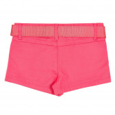 Pantaloni scurți din bumbac cu centură textilă, roz Benetton 232061 4