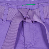 Pantaloni scurți din bumbac cu centură textilă, mov Benetton 232063 2
