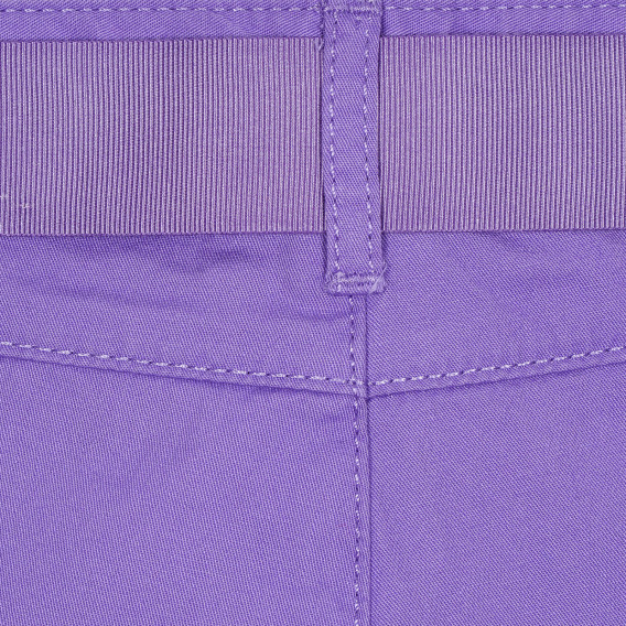 Pantaloni scurți din bumbac cu centură textilă, mov Benetton 232064 3