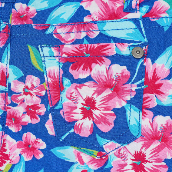 Pantaloni scurți din bumbac cu imprimeu floral, albastru Benetton 232076 3