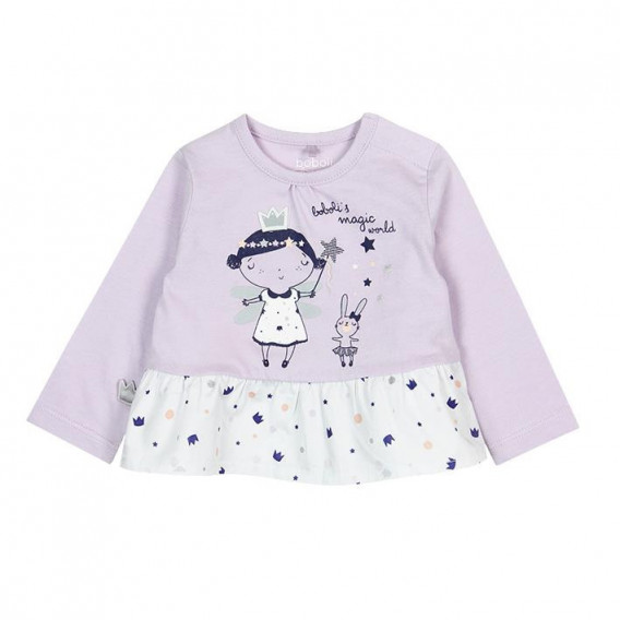 Bluză cu mânecă lungă pentru fetițe, cu decor vesel Boboli 23208 
