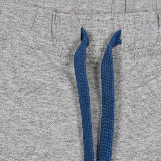Pantaloni scurți sport din bumbac cu accente albastre pentru bebeluși, gri Benetton 232099 2