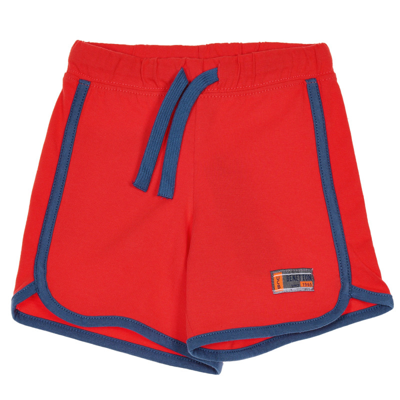 Pantaloni scurți sport din bumbac cu accente albastre pentru bebeluși, roșii  232106