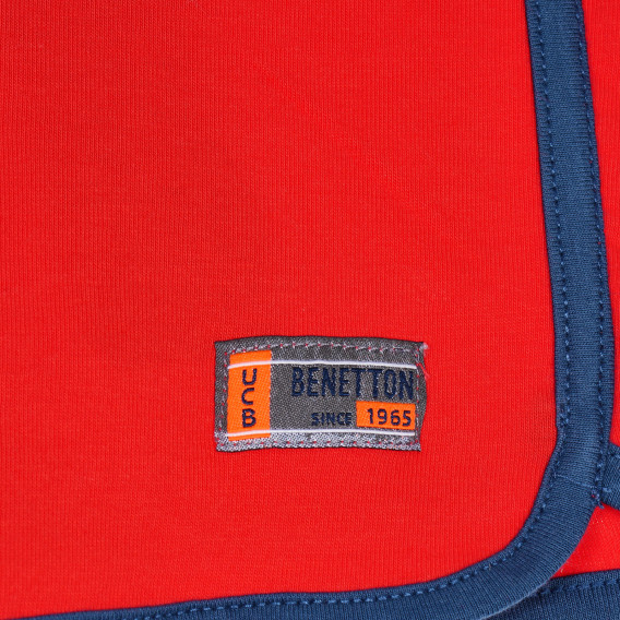 Pantaloni scurți sport din bumbac cu accente albastre pentru bebeluși, roșii Benetton 232108 3