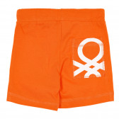 Pantaloni scurți din bumbac cu logo-ul mărcii pentru bebeluși, portocalii Benetton 232113 4
