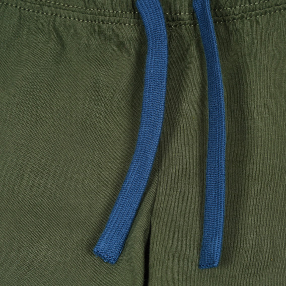 Pantaloni scurți sport din bumbac cu accente albastre pentru bebeluși, verde închis Benetton 232115 2