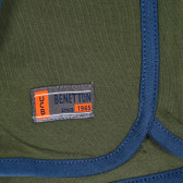 Pantaloni scurți sport din bumbac cu accente albastre pentru bebeluși, verde închis Benetton 232116 3