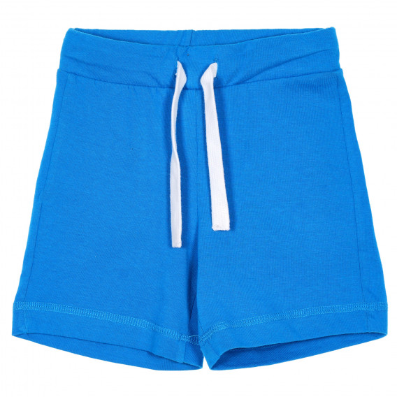 Pantaloni scurți din bumbac cu logo-ul mărcii pentru bebeluși, albaștri Benetton 232118 