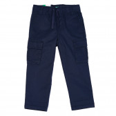 Pantaloni din bumbac cu buzunare laterale, albastru închis Benetton 232130 