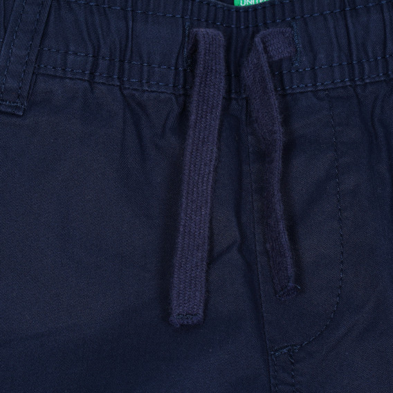 Pantaloni din bumbac cu buzunare laterale, albastru închis Benetton 232131 2
