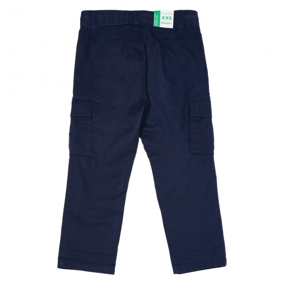Pantaloni din bumbac cu buzunare laterale, albastru închis Benetton 232133 4