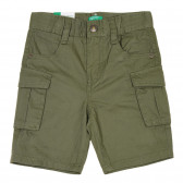 Pantaloni scurți din bumbac cu buzunare laterale, verde închis Benetton 232145 