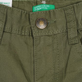Pantaloni scurți din bumbac cu buzunare laterale, verde închis Benetton 232146 2