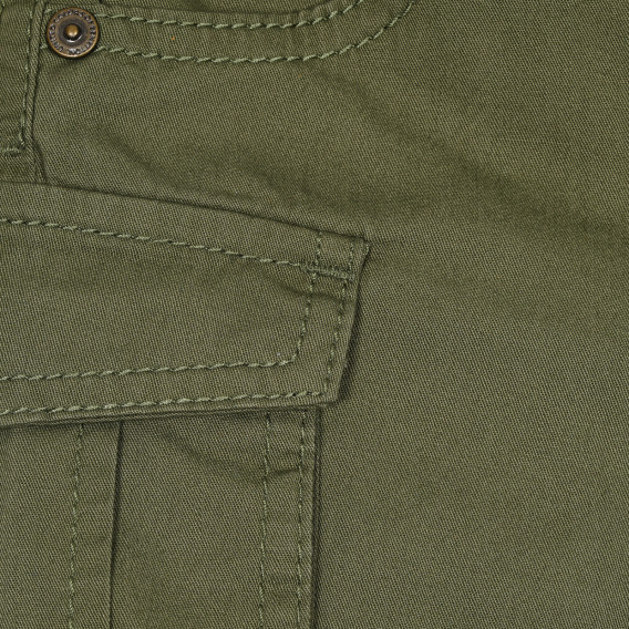 Pantaloni scurți din bumbac cu buzunare laterale, verde închis Benetton 232147 3
