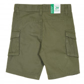 Pantaloni scurți din bumbac cu buzunare laterale, verde închis Benetton 232148 4
