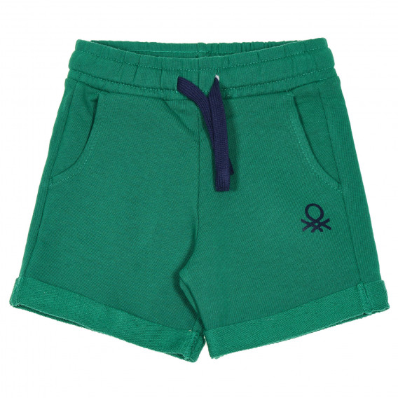 Pantaloni scurți sport din bumbac cu sigla mărcii pentru bebeluși, verzi Benetton 232157 
